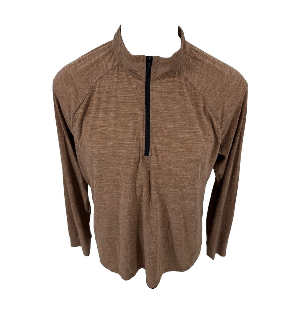 01.Algo Large Men Performance 1/4 Zip Pullover T-shirt Merino Wool Blend H157
